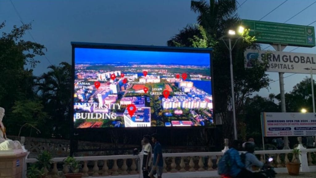 Arham Sign and Displays installs an outdoor LED video wall at SRM University, Chennai.