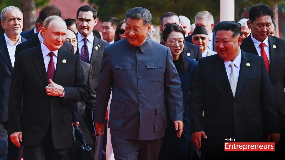 Xi Jinping, Vladimir Putin, Masoud Pezeshkian, and Kim Jong-un - Axis of Upheaval 2025 - Hello Entrepreneurs