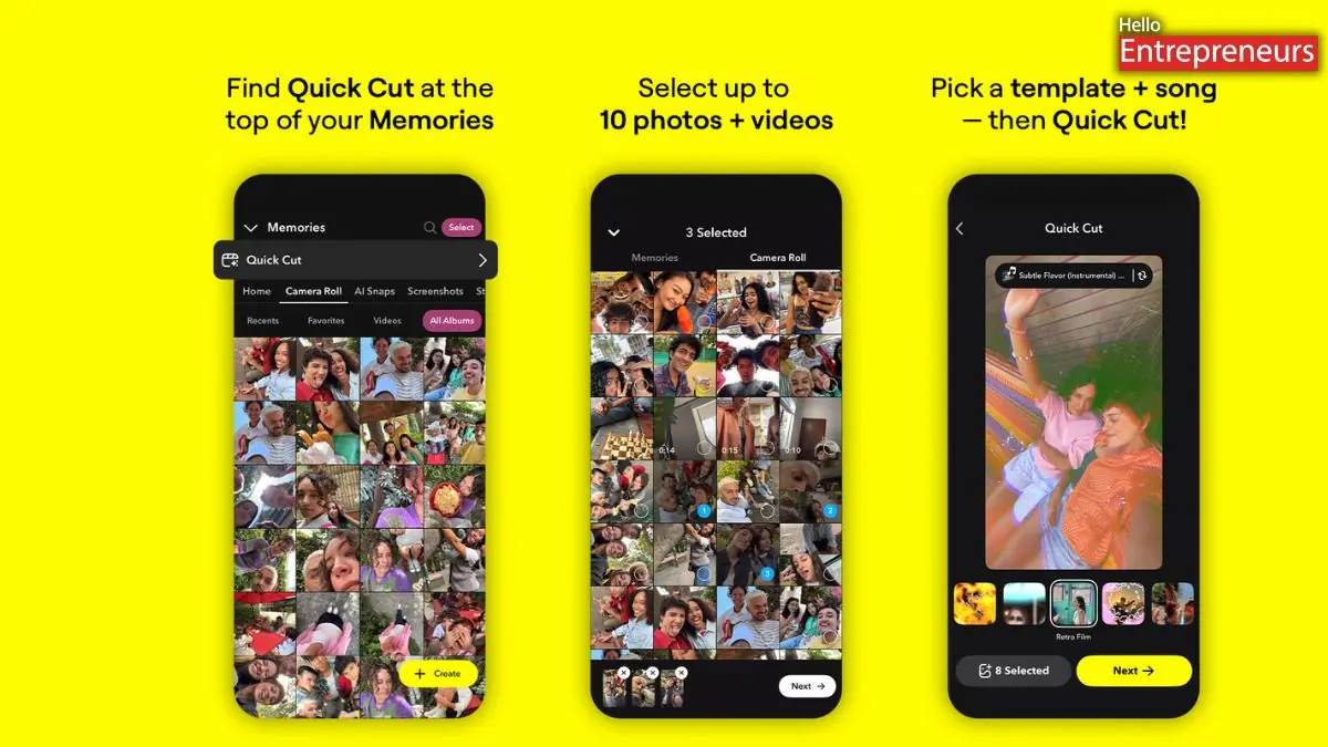 Snapchat, Quick Cut