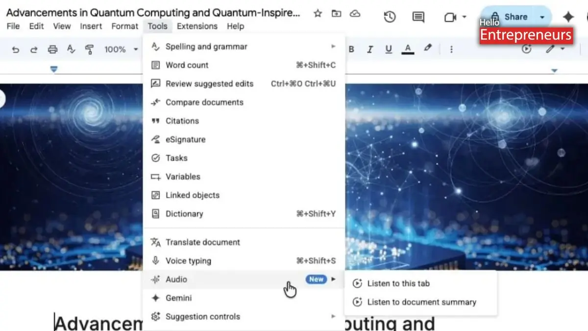 Google Docs gets voice upgrade with Gemini-powered summaries