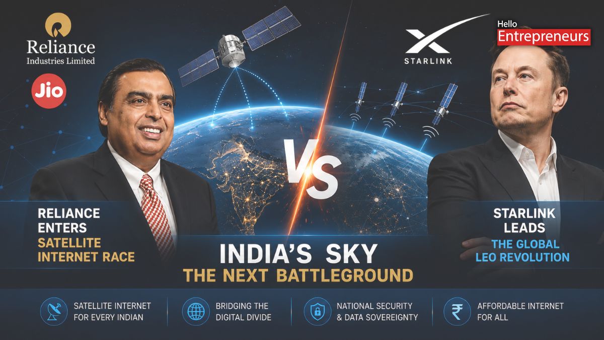 Reliance vs Starlink satellite internet competition in India. Source : AI