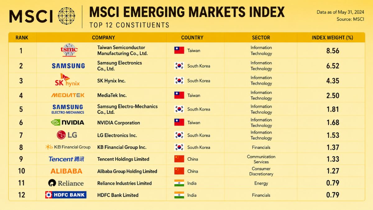 As East Asian tech giants like TSMC and SK Hynix surged in value, HDFC Bank and Reliance Industries were pushed down to 11th and 12th places, forcing global funds to adjust their investment portfolios. 