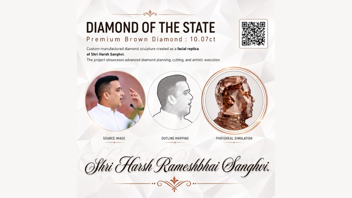 ISGJ and Lexus create 10.07-carat diamond replica of Deputy CM Harsh Sanghavi