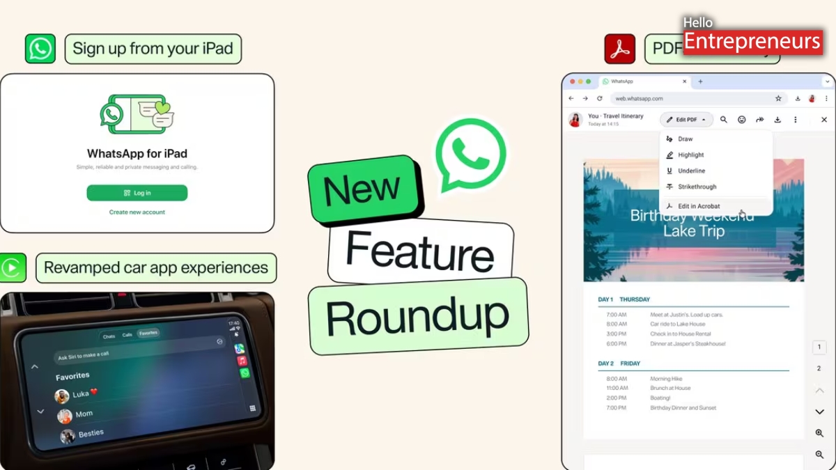 WhatsApp introduces direct iPad sign-ups, upgrades Apple CarPlay and Android Auto