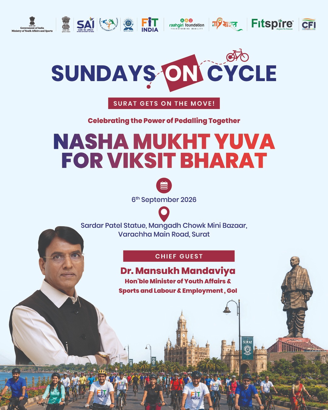 89th Fit India Sundays on Cycle Promotes PM Modi’s Vision of ‘Nasha Mukt Yuva for Viksit Bharat’