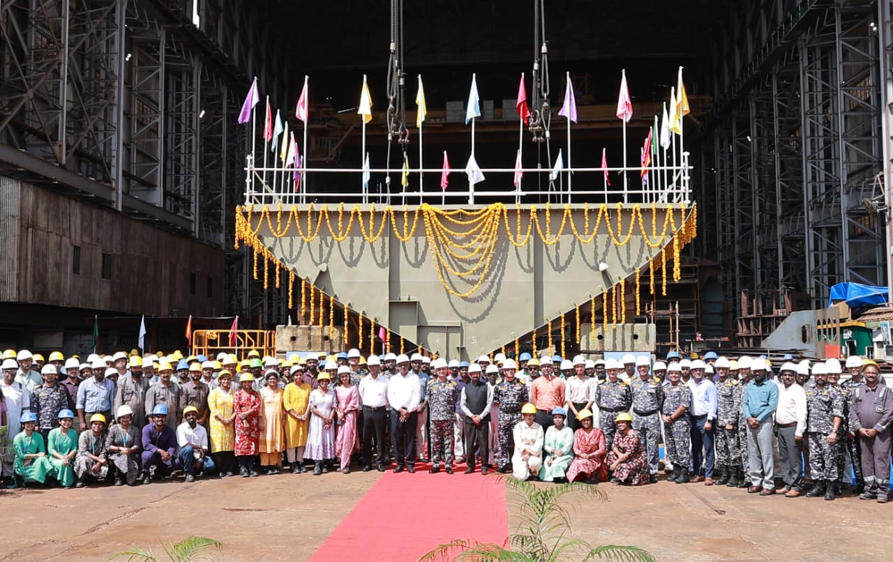 First Next Generation Missile Vessel (NGMV) for Indian Navy Laid Down at Cochin Shipyard Limited, Kochi
